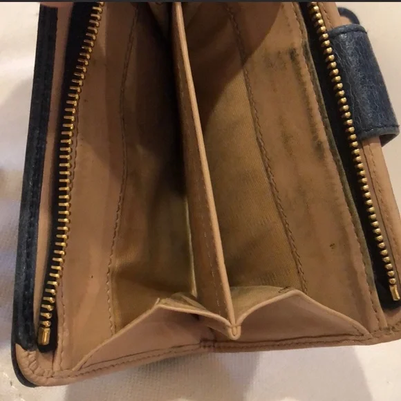 🦋Prada Milano Small Marbled Blue Leather classic fold over card holder wallet - Picture 8 of 11